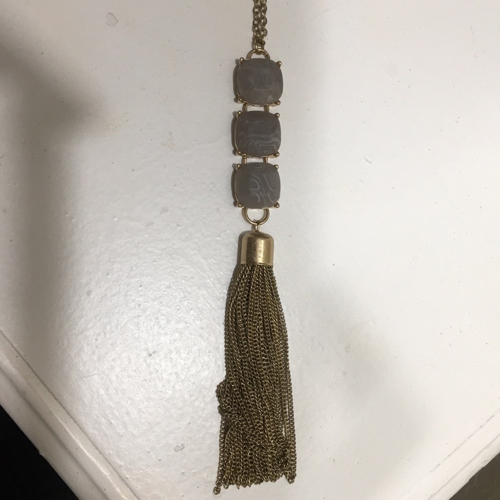 Long statement necklace.